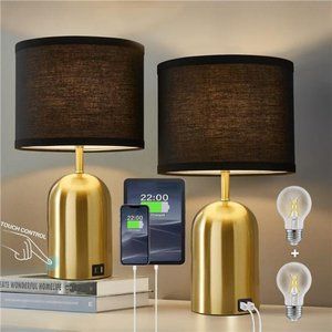 3-Way Dimmable Table Lamp Set of 2 for Living Room,Touch Control Modern Lamp